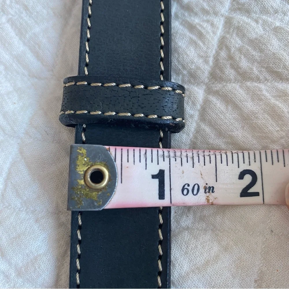 VTG Western Black Leather Belt w/Hammered Loop Toggle Buckle cowgirlcore M / L
